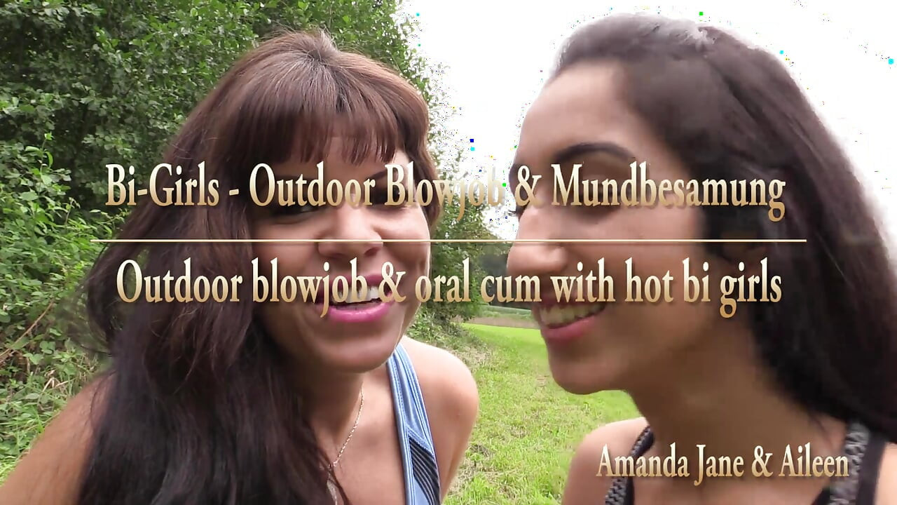 Outdoor-blowjob & orales sperma mit heißen bi-mädchen