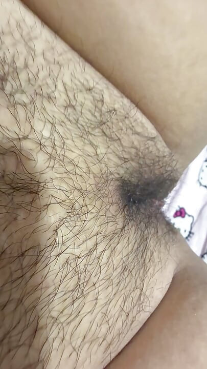 Hot mom massages her giant hairy pussy