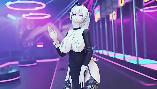 [mmd] Brilliant Marionette Black and White Erotic Fun Nun Meat Urinal Lewd Pattern Thong White Tiger Pussy