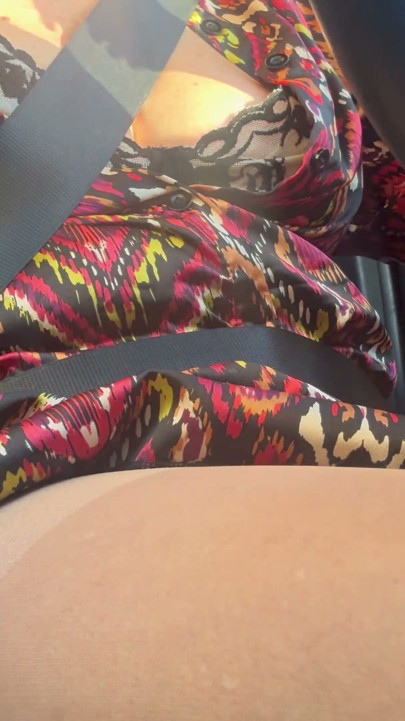 Sexy stepmom drives home and teases us with her big tits, which are practically popping out of her bra. | Clip 1