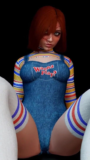 Nezaobilazan trenutak iz filma "Long Socks Footjob with Gender Bender Chucky"