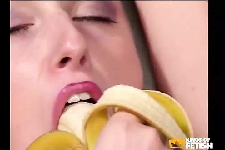 Blonde Babe Eats a Banana and a Guy's Dick Before Getting Her Sweet Pussy Pumped