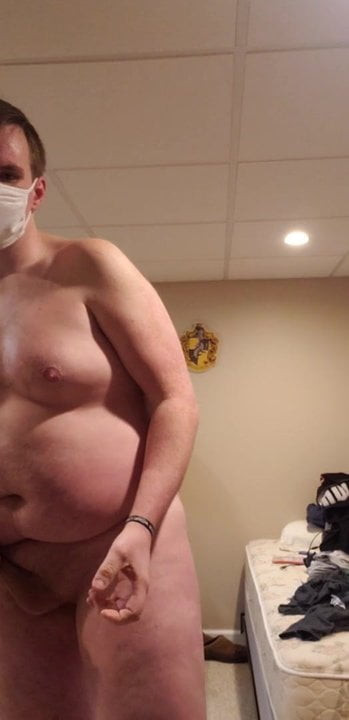 Chubby daddy plays with himself
