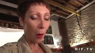 Big titted and tattooed french mature gets her tight ass ham