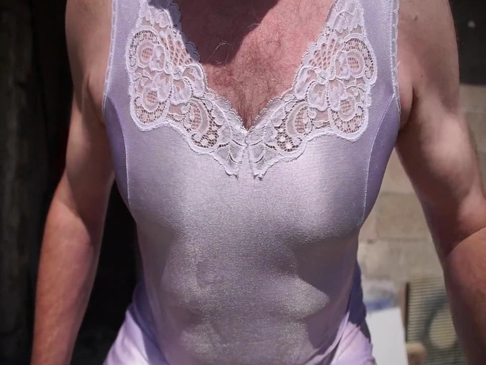 purple nylon slip