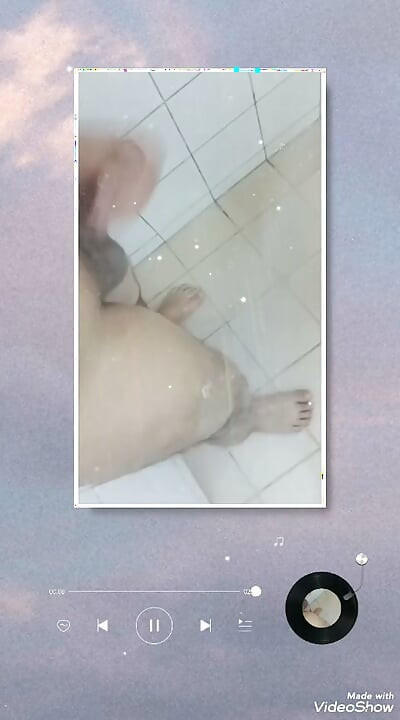Shower enjoying penis masturbating