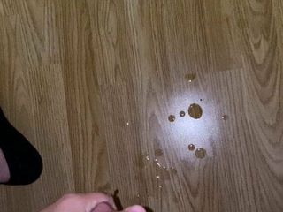 Wanking my hard cock and cuming all over the floor
