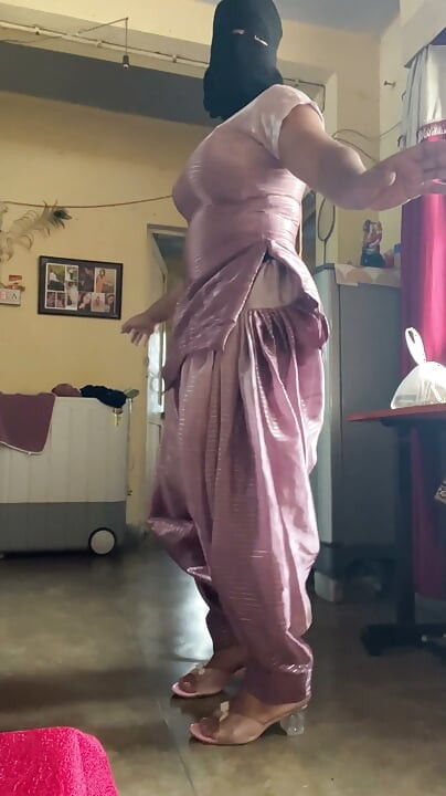 shiny silky satin suit salwar cross dresser indian bhabhi big tits