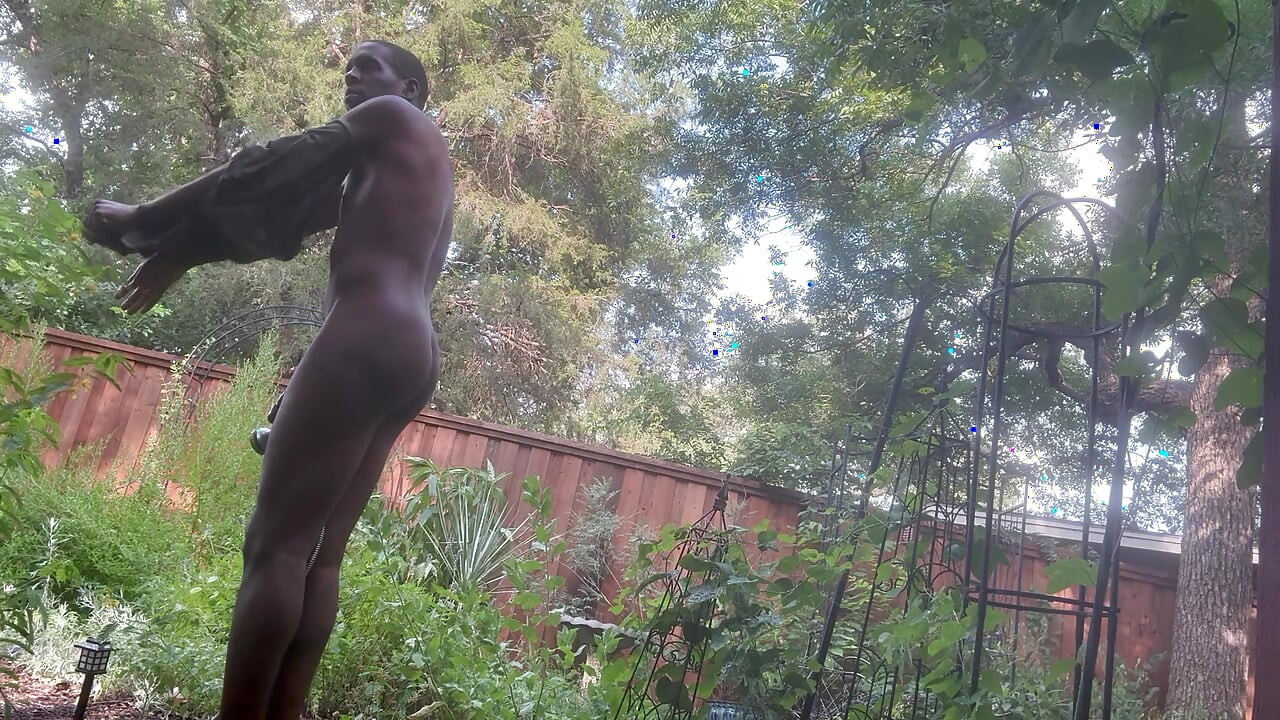 Outside watering the plants