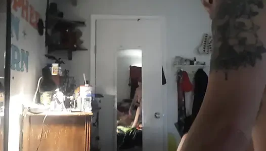 Sexy redhead throats cock and pumps pussy