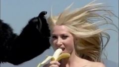 Bouncing blonde with banana