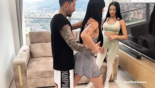 Two Hot Venezuelan Girls Fuck Their Personal Trainer