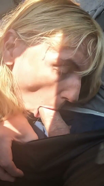 Petite Blonde Gives Her Man Road Head In The Car | Clip 1