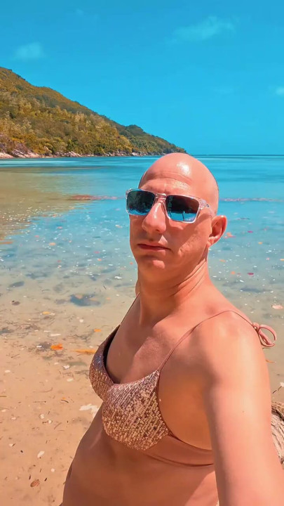 Aurora Seychelles Showing Off Sparkly Bikini in the Sun
