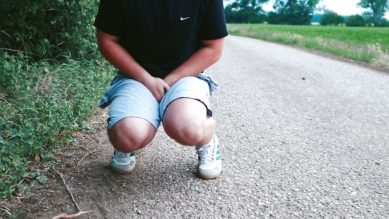 Pissing with a bare cock in nature