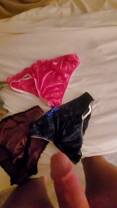 Sissy boy plays in satin panties.