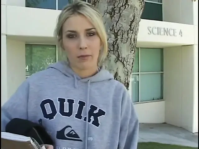 Blonde college girl gets her twat sucked and fucked by an older dude