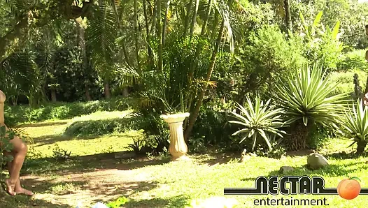 Vinny Burgos Fucks His Mother-in-law in the Garden! Intense Fuck and Cum in Her Mouth!