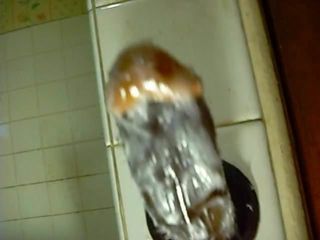 Chastity sissy fucks a BBC dildo