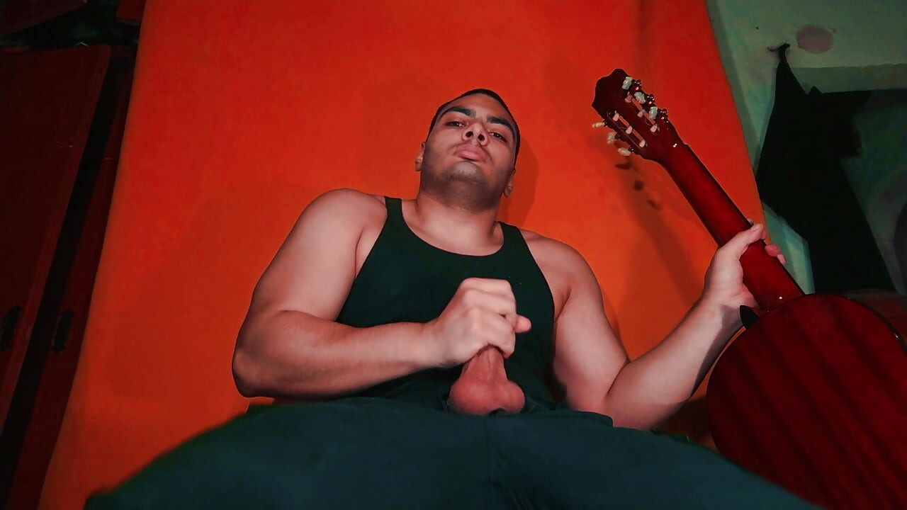 GuitarJob - Rubbing a Yamaha C-80 Guitar Axe in Spanish Style Chinese Over Big Penis of Sexy - Color Carrot Orange