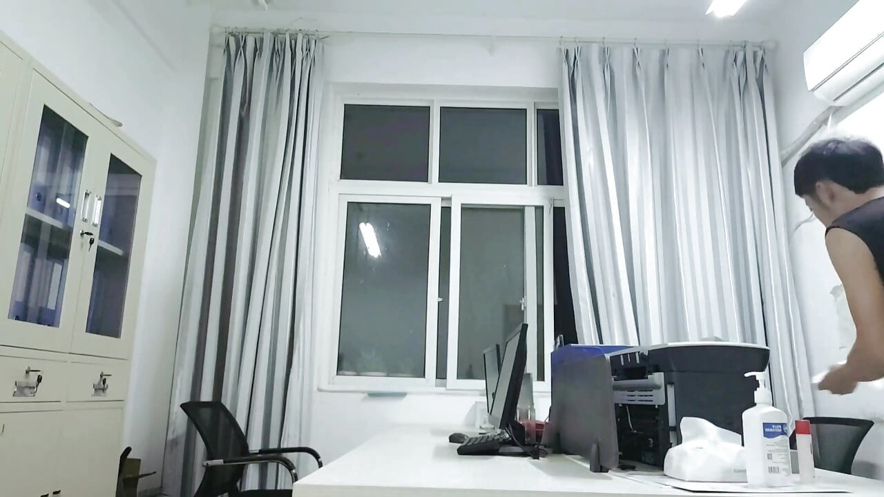 Cute Asian boy passionately masturbates, moans, ejaculates, and eats semen in the college office