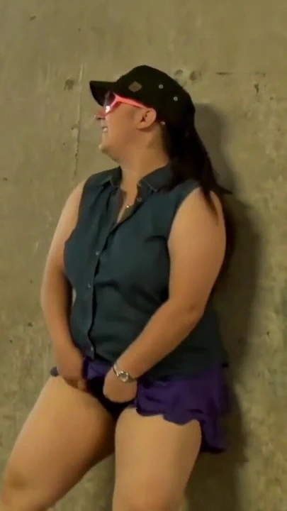 Short and thick brunette outdoor pising and public flashing | Clip 1