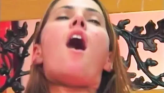 Petite chick moans while taking big cock