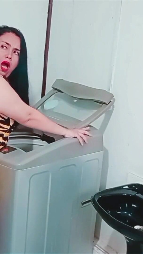 I came to fix my stepmother's washing machine and we ended up having rough sex. | Clip 1