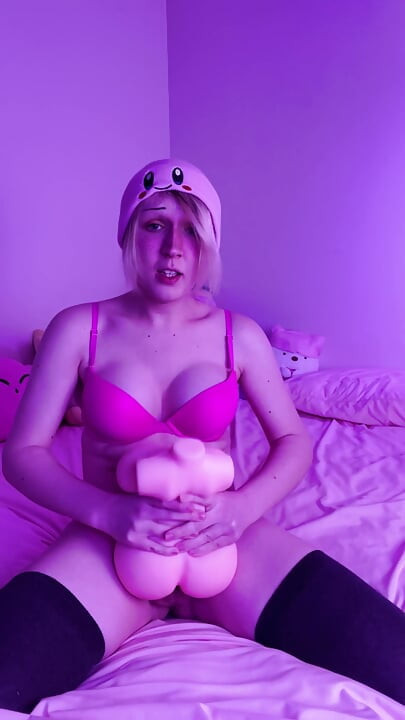 Big Dick Transgirl Fucks Toy in 5 Positions with Cumshot