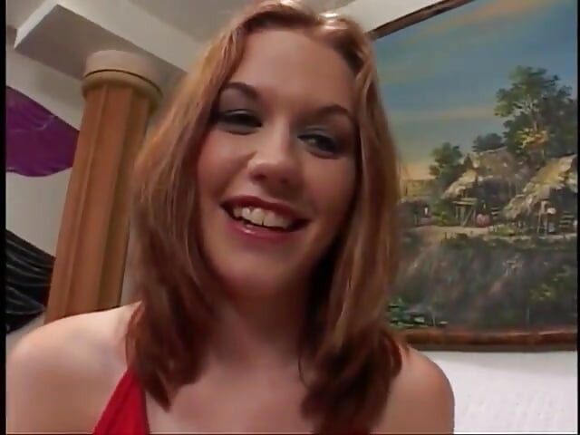 Giant dick stretches out the perfect little shaved cunt on this brunette teen