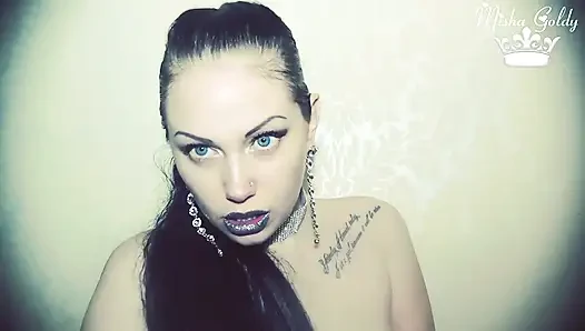 Blue glittery lips smelling & worship