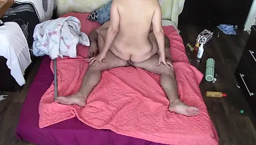 Amateur couple crazy sex in the bedroom.