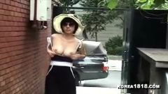 Sexy Korean MILF shows off in public