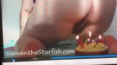 Blowing her Birthday candles with her ASS - Fart fetish