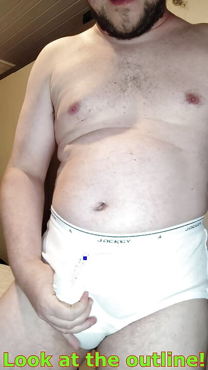 Verbal tease and cum in white Jockey Y-front full rise briefs