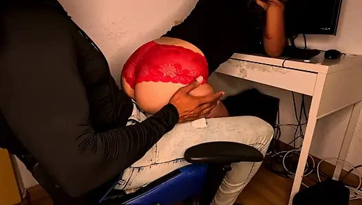 My Latina Big Ass Stepsister sits on my lap and I end up getting turned on, I can't help but make her a creampie