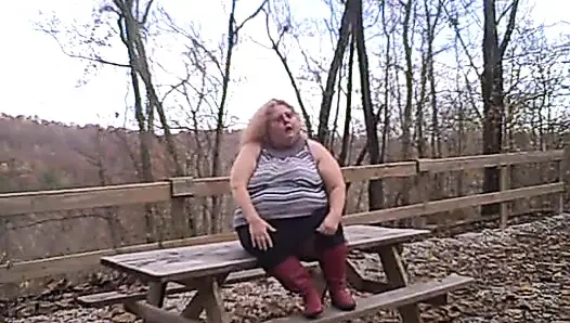 red boot cute out fit chilling after shooting some photos