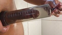 I use a penis pump on my dick and my stepsister gets horny sliding on my dick
