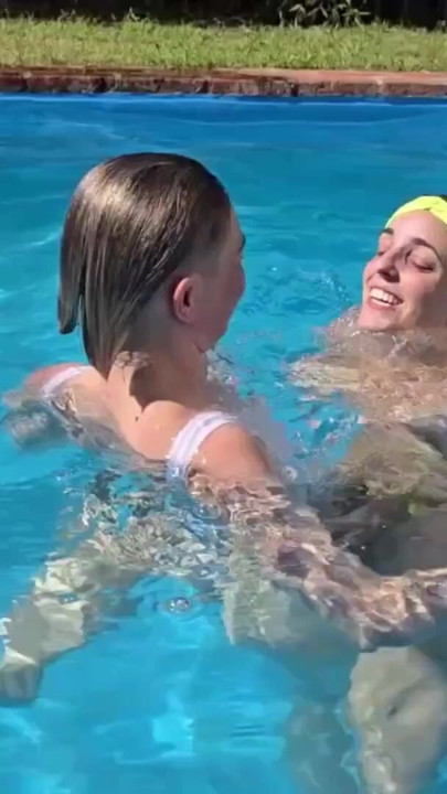 Two degenerates fuck in the pool while the neighbors see everything. ARGENTINE LESBIAN | Clip 2