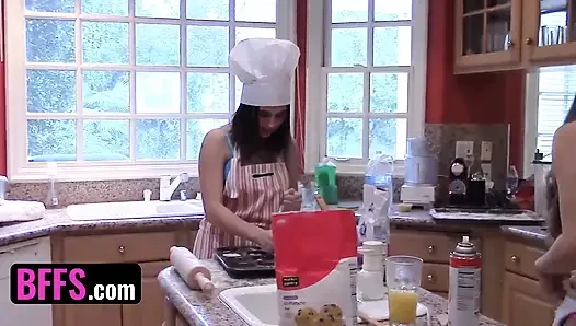 BFFS - The Best Valentines Day Gift Is Three Oiled Up Juicy Pussies Served Straight In The Kitchen