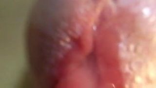 extreme close up of cock cumming