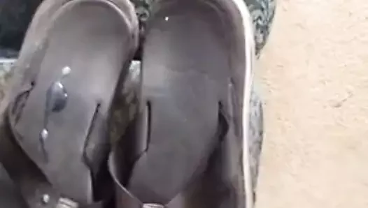 well worn cumed flipflops