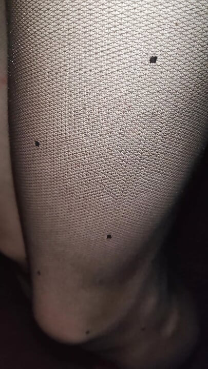 A Lot of Cum. I Took These Black Polka-dot Tights From My Friend's stepmom's Underwear Drawer and Put Them on in My Friend's Roo