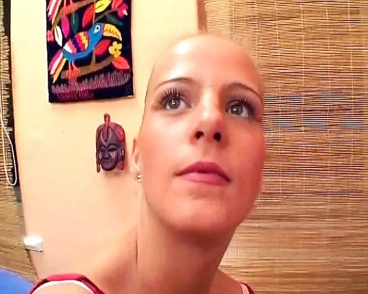 Hot blonde chick from Germany eating fresh cum on POV