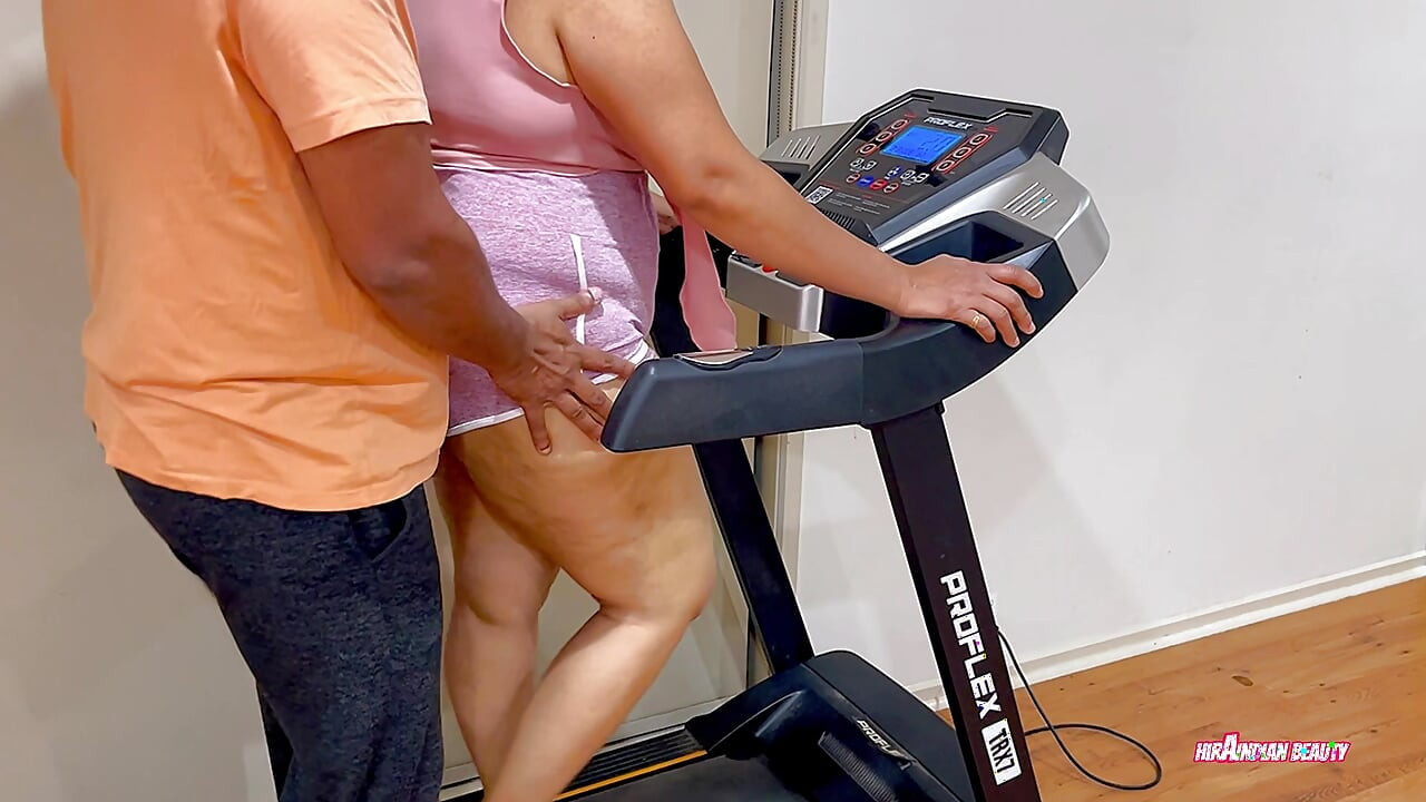 Indian Wife Gets A Very Hardcore Anal Pounding On The Treadmill By Her Personal Trainer
