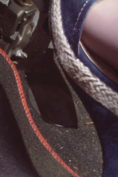 Driving and Revvig in Blue Wedges on My Hosed Feet