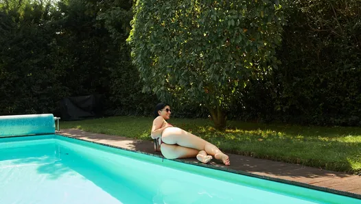 Perfect Latina babe by the pool and inside