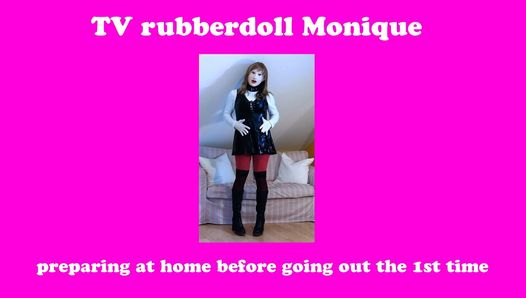 Rubberdoll Monique - rode panty en kousen