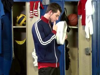 this guy loves to sniff jockstraps and wank in the locker ro
