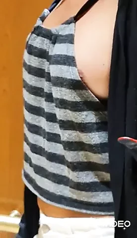 Tits out in elevator